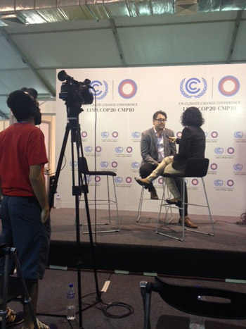 Minister David Heurtel interviewed at the UNFCCC COP-20 Climate Change Studio