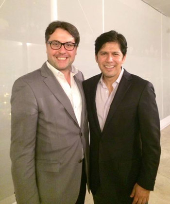 Ms David Heurtel, accompanied by the President Pro Tem of the California State Senate, Kevin de León.