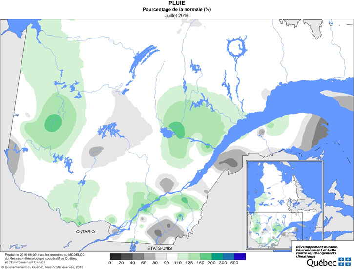 Pluie (%) Pourcentage de la normale