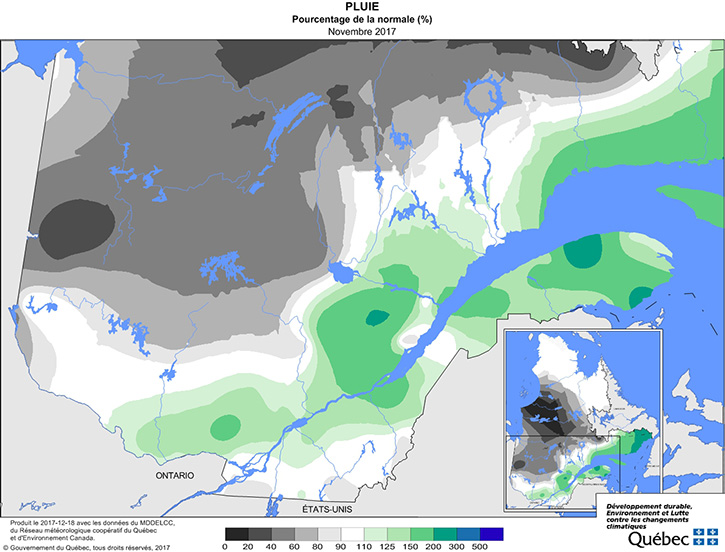 Pluie (%) Pourcentage de la normale