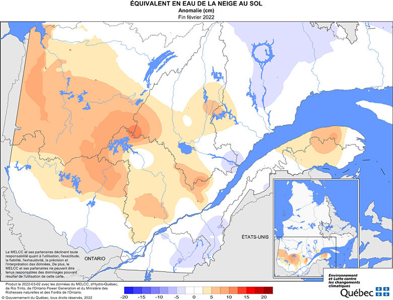 Équivalent en eau de la neige au sol­ anomalie (cm)