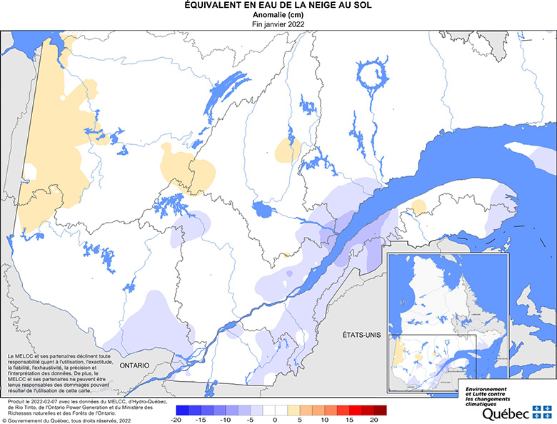 Équivalent en eau de la neige au sol­ anomalie (cm)