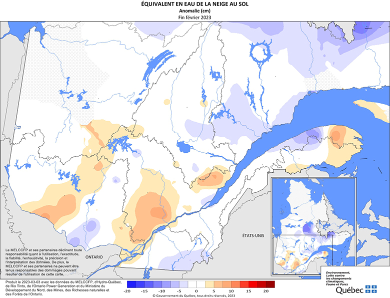 Équivalent en eau de la neige au sol­ anomalie (cm)