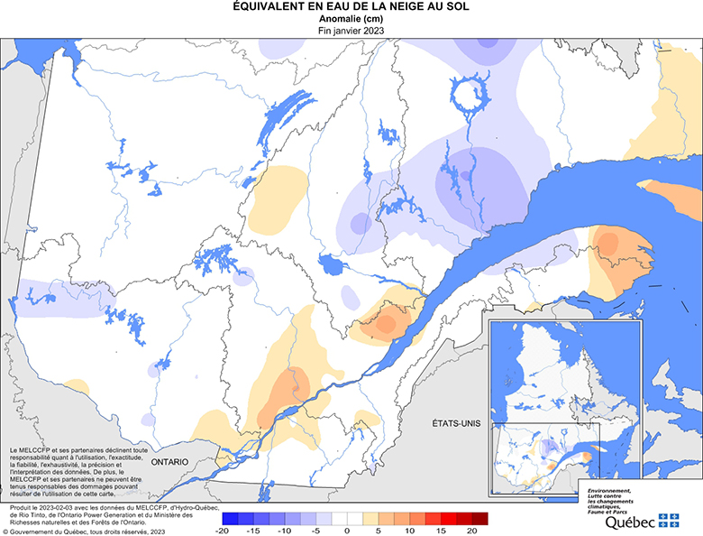 Équivalent en eau de la neige au sol­ anomalie (cm)