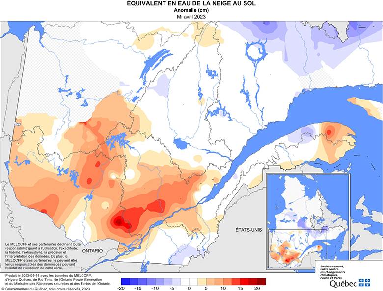 Équivalent en eau de la neige au sol­ anomalie (cm)