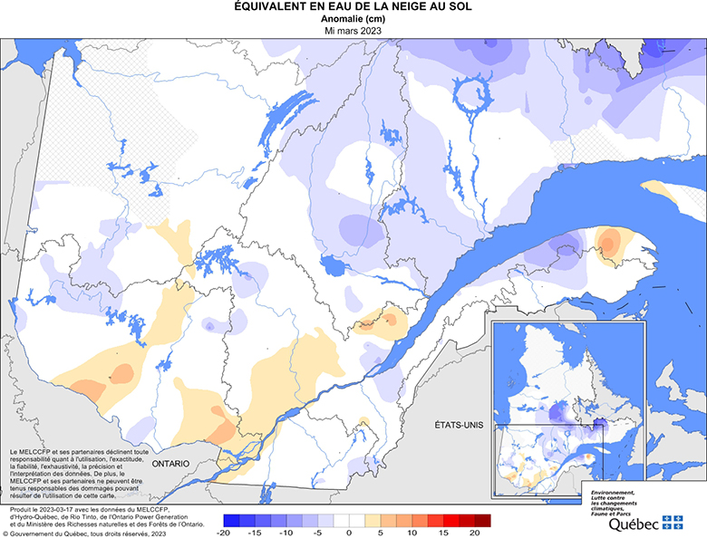 Équivalent en eau de la neige au sol­ anomalie (cm)