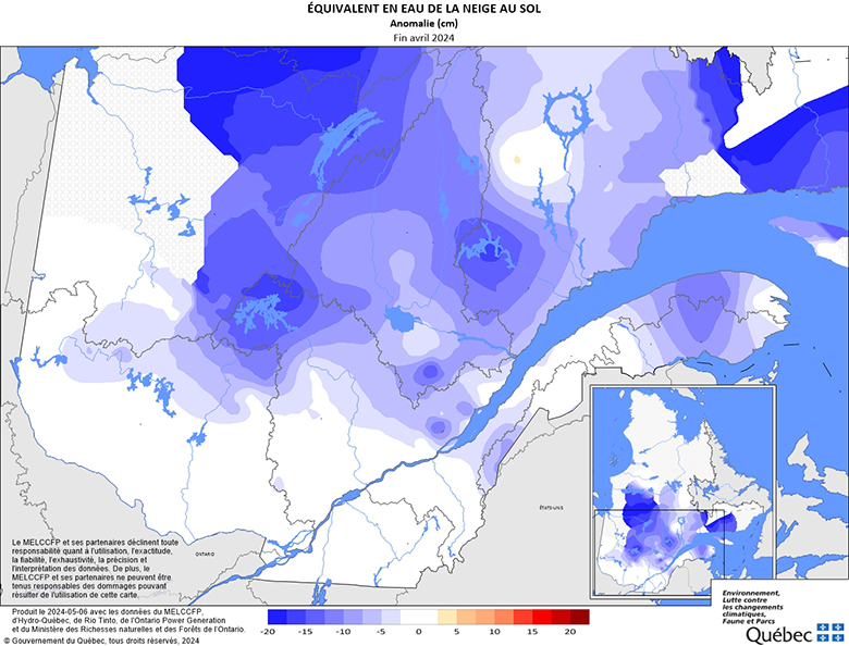 Équivalent en eau de la neige au sol­ anomalie (cm)