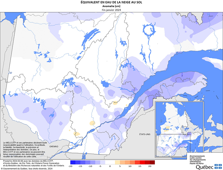 Équivalent en eau de la neige au sol­ anomalie (cm)