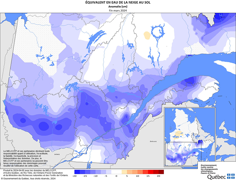 Équivalent en eau de la neige au sol­ anomalie (cm)