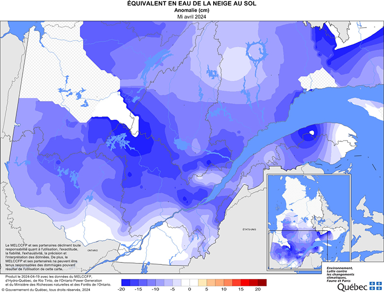 Équivalent en eau de la neige au sol­ anomalie (cm)