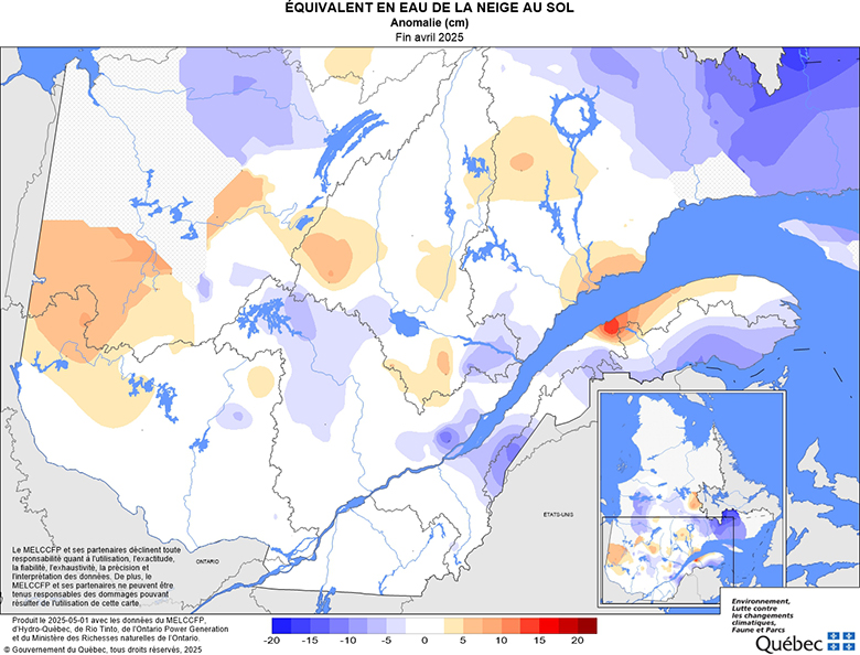 Équivalent en eau de la neige au sol­ anomalie (cm)