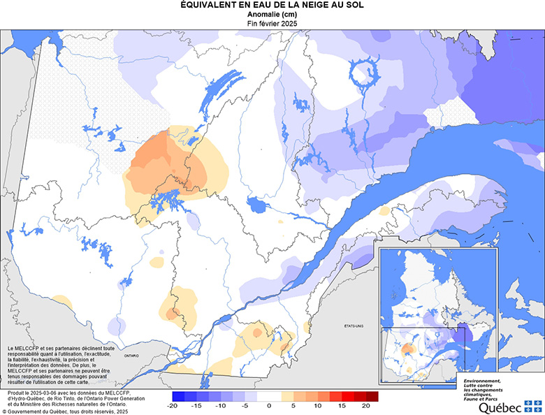 Équivalent en eau de la neige au sol­ anomalie (cm)
