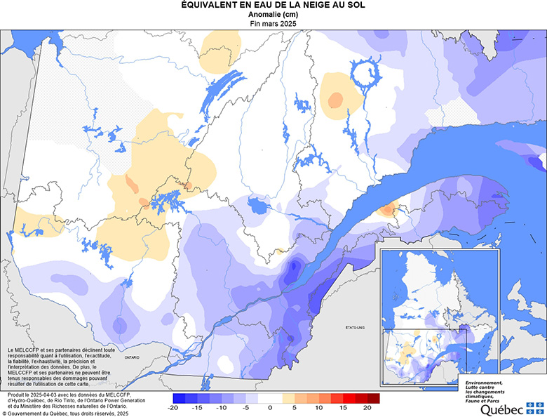 Équivalent en eau de la neige au sol­ anomalie (cm)