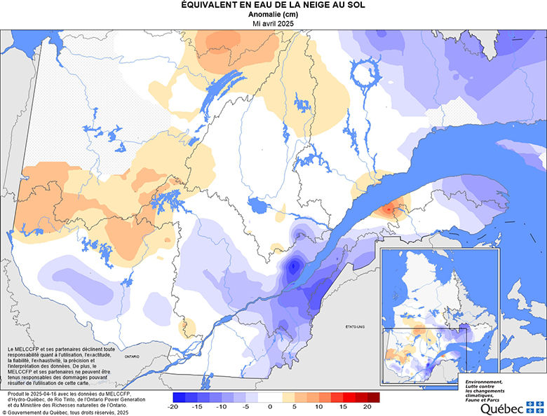 Équivalent en eau de la neige au sol­ anomalie (cm)