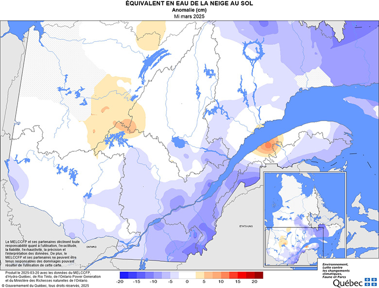 Équivalent en eau de la neige au sol­ anomalie (cm)
