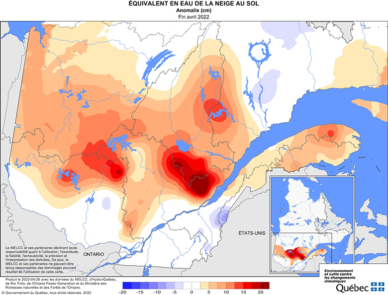 Équivalent en eau de la neige au sol­ anomalie (cm)