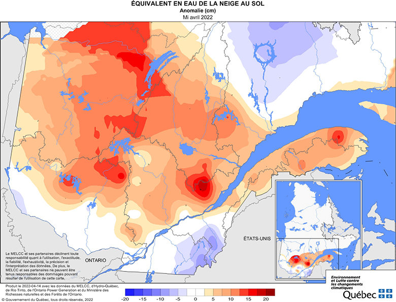 Équivalent en eau de la neige au sol­ anomalie (cm)