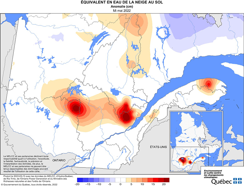 Équivalent en eau de la neige au sol­ anomalie (cm)