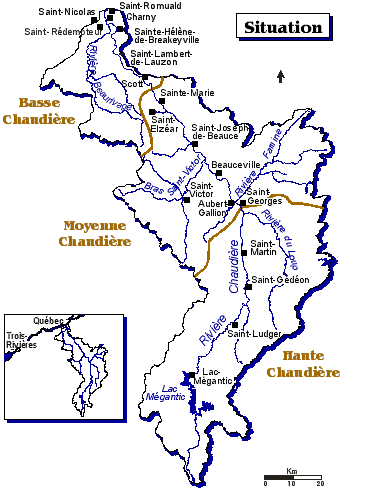 Localisation du bassin de la rivire Chaudire