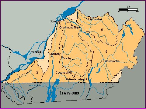 Carte - Région hydrographique du Saint-Laurent sud-ouest (03)