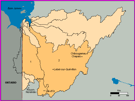 Carte - Rgion hydrographique des baies de Hannah et de Rupert (08)