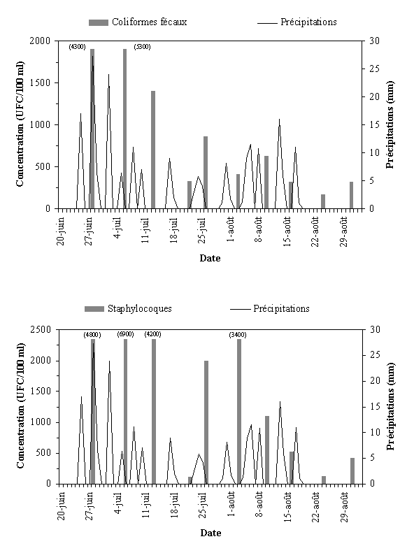 Annexe 3.4 : Qualit bactriologique du site de lle Marie (les de Verchres), t 1999