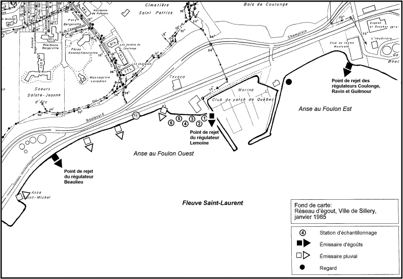 Annexe 1 - Localisation des ouvrages de surverse et des émissaires pluviaux à proximité du site de l’anse au Foulon