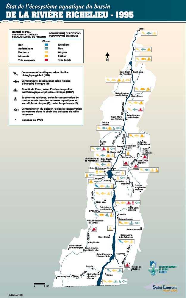 Carte du systme aquatique du bassin de la Rivire Richelieu