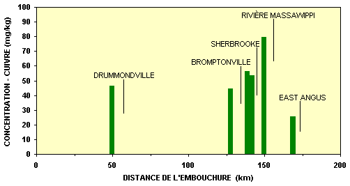 Concentration de cuivre - secteur Lennoxville et Bromptonville