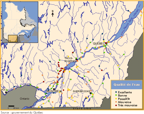 Mdianes des concentrations de coliformes fcaux mesures entre mai et octobre