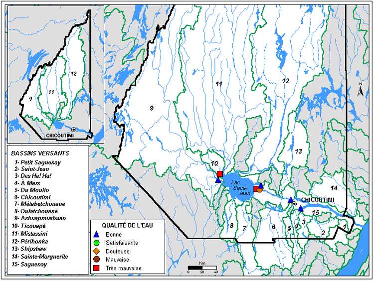 Carte 3.1 : Qualit de leau des rivires de la rgion du Saguenay - Lac-Saint-Jean