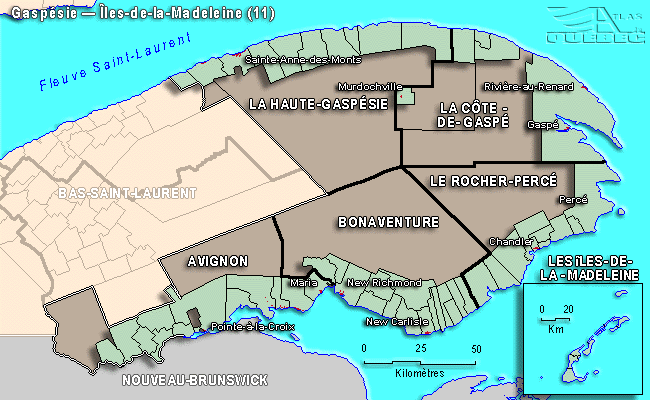 Source : Carte tirée de l'Atlas du Québec et de ses régions à l'adresse Internet : http://www.atlasduquebec.qc.ca
