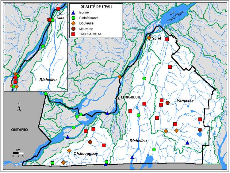 Carte 3.1 : Qualit de leau des rivires de la rgion de la Montrgie