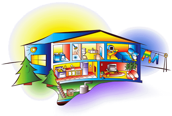 Clique sur les différentes pièces de la maison pour obtenir des conseils sur la façon d'économiser de l'énergie.