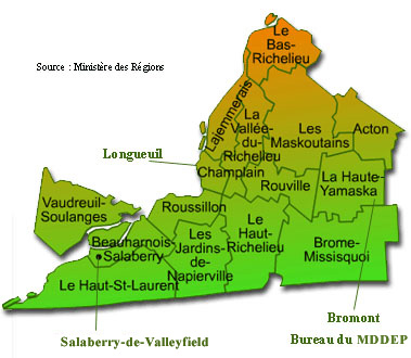 Rgion de la Montrgie - Carte : Ministre des Rgions